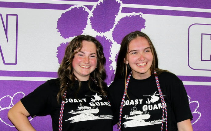 two students wearing Coast Guard tee shirts